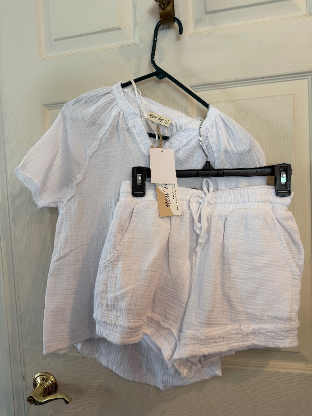 NWT 2 PIECE SHOTYS SET BY NEW IN COTTON GAUZE SMALL